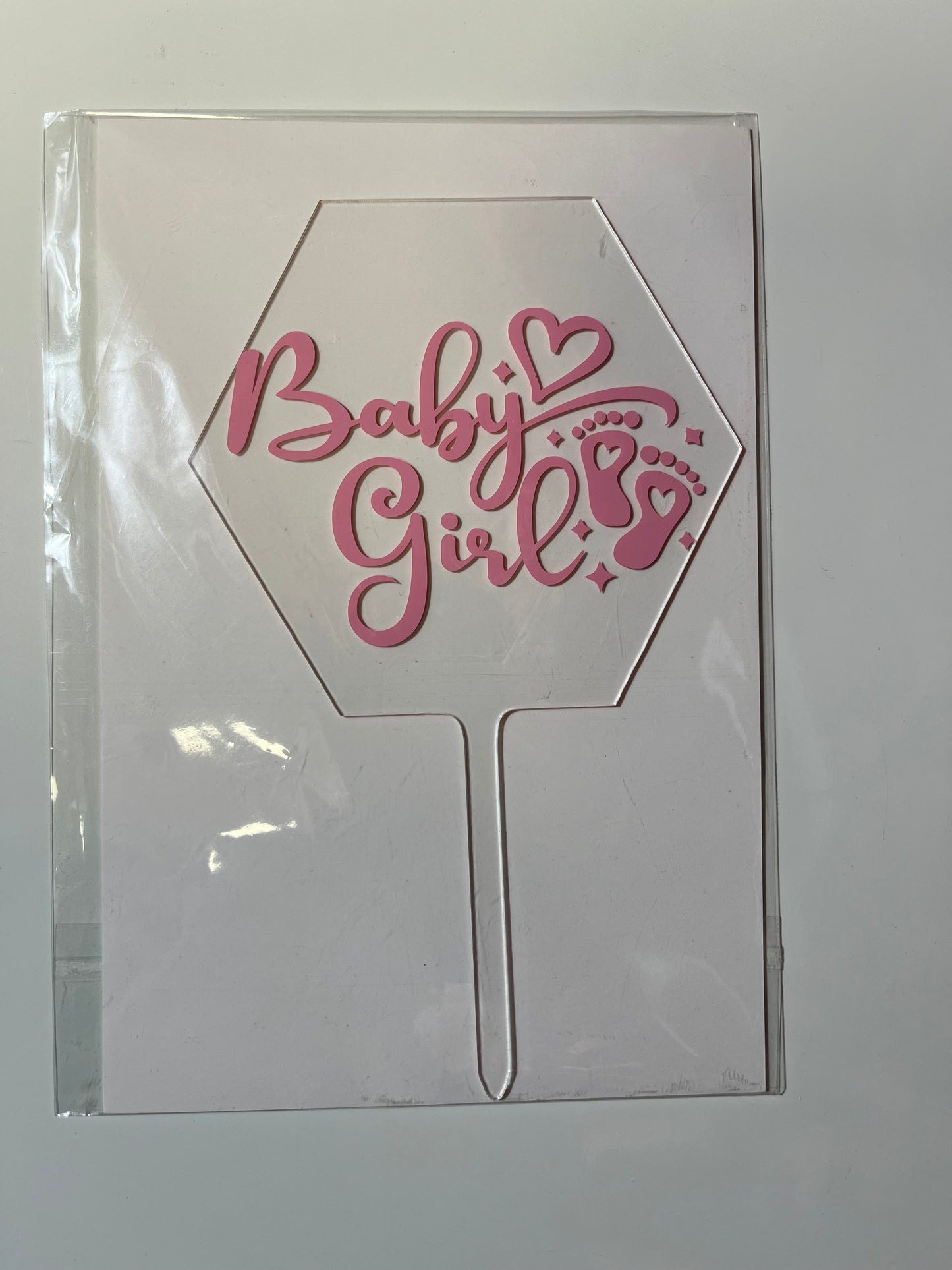 Topper “Baby girl » en Plexiglas – Décoration gâteau Baby Shower