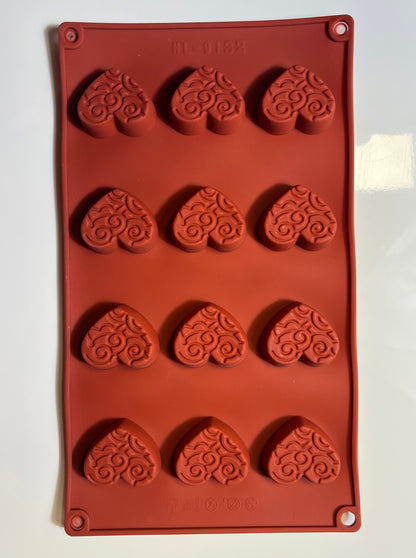 Moule silicone cœur motif arabesque