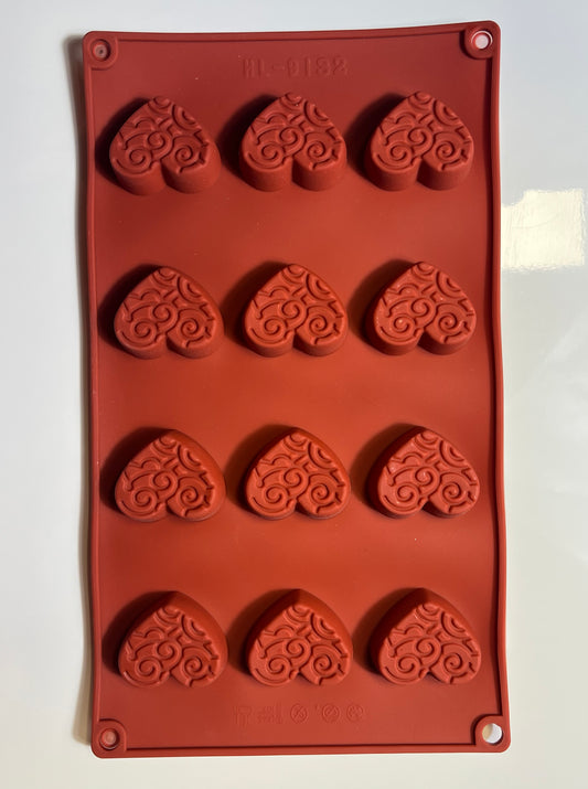 Moule silicone cœur motif arabesque