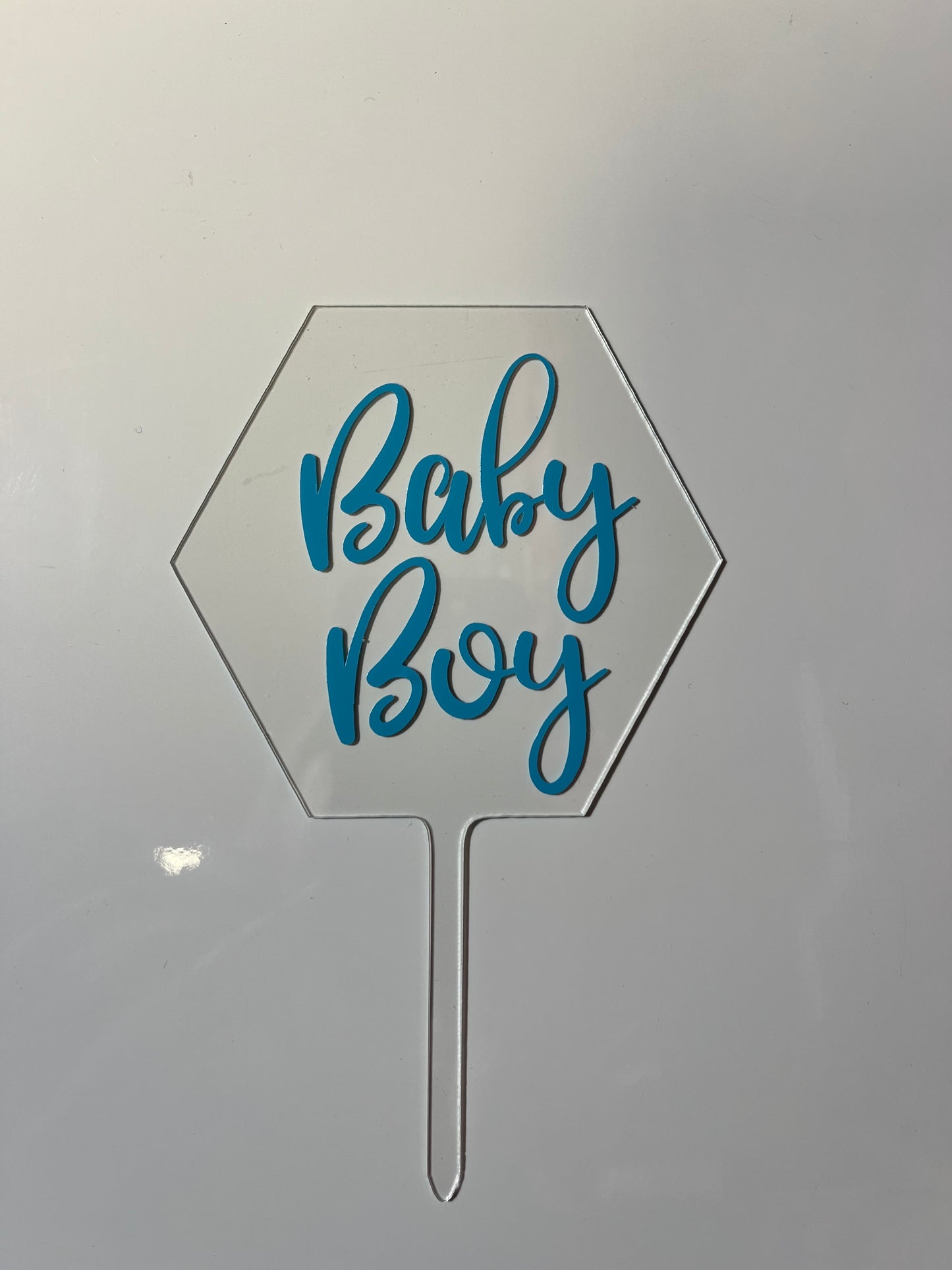 Topper “Baby Boy” en plexiglas – Décoration gâteau Baby Shower