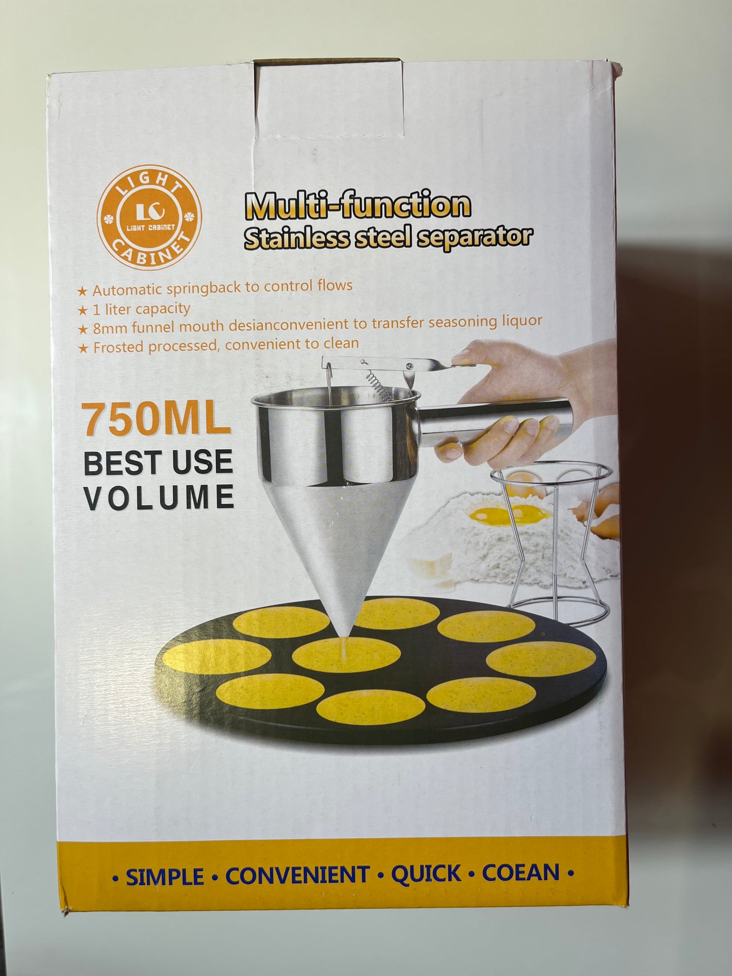 Entonnoir à piston inox avec support.